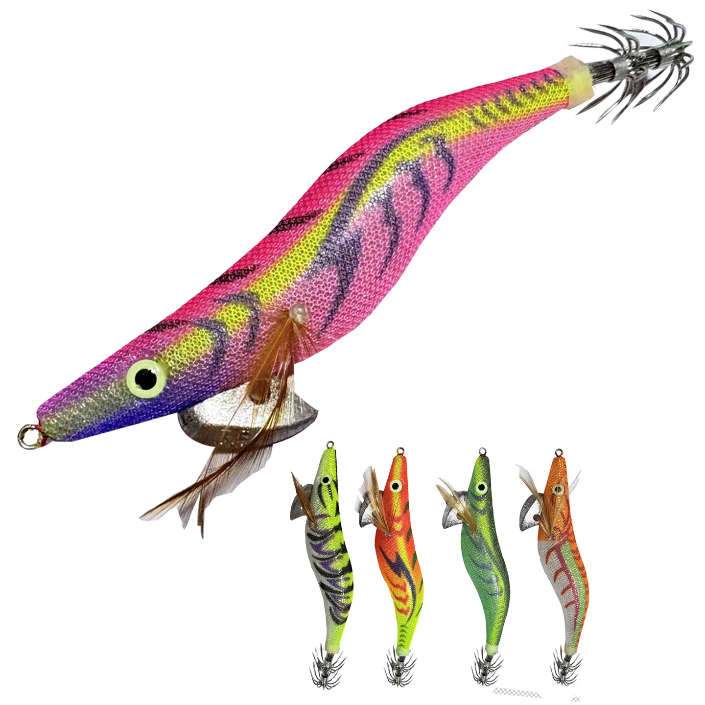 Gancho de plantilla de calamar luminoso 13CM 20,5G 3,5 # Señuelo de madera para camarones, cebo UV Wobbers, señuelo de Jigging EGI para pulpo, sepia, calamar