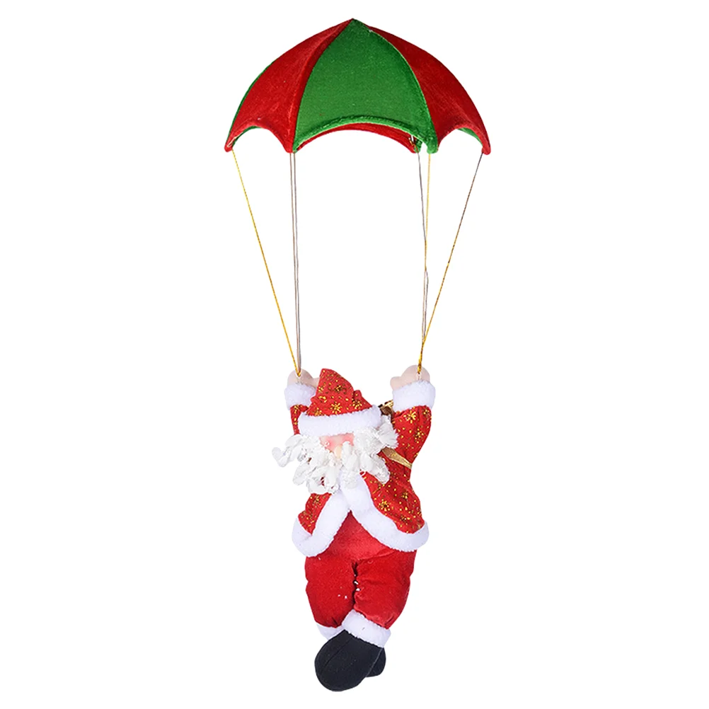 Plush Figure Toys Skydiving Santa Claus Parachute Decor Ornament Miniature Christmas Adornment Music Red Courtyard