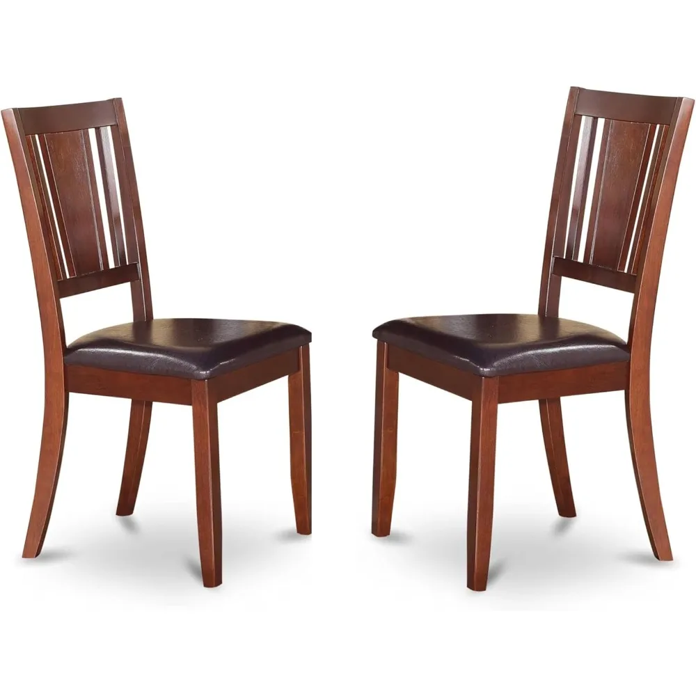 

DUC-MAH-LC Dudley Kitchen Dining Chairs - Faux Leather Upholstered Wood Chairs, Set of 2, Mahogany