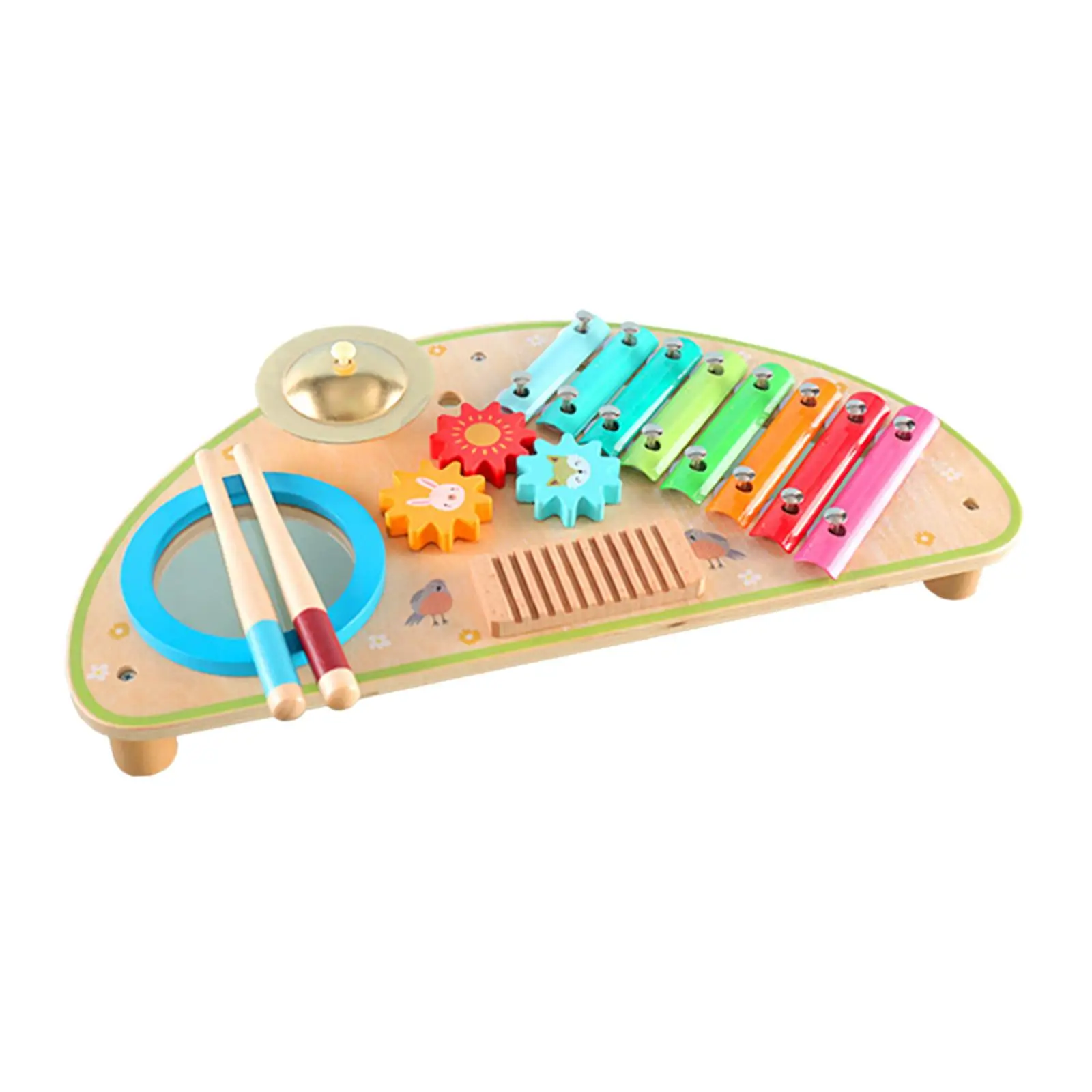 Wooden Xylophone Toddlers Drum Set Kindergarten Creativity Musical Instrument Toy for Toddlers Ages 3 4 5 6 Years Old Boy Girl