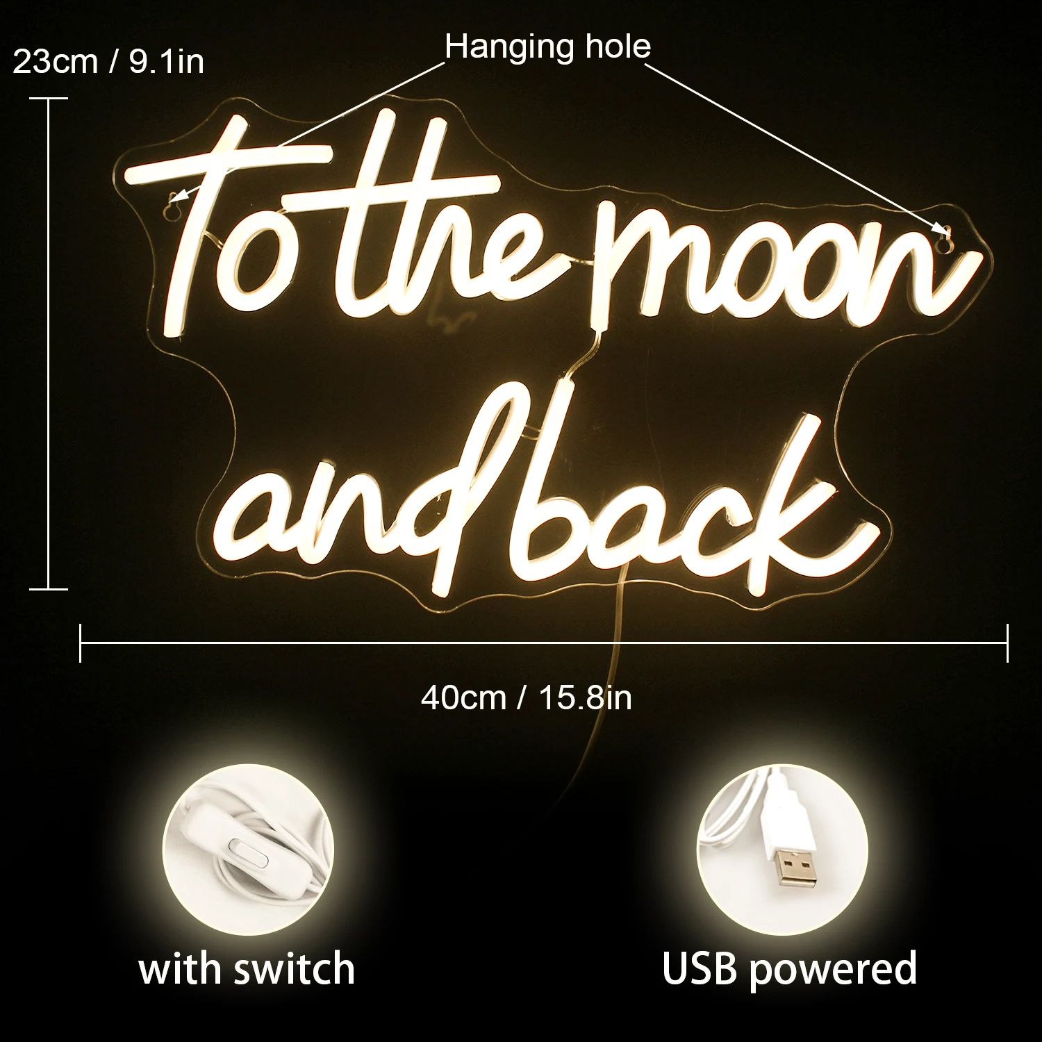 To The Moon And Back Neon Sign Warm Led Light Up Signs Letter Art Wall Lamp Wedding Marriage Festival Birthday Party Decoration