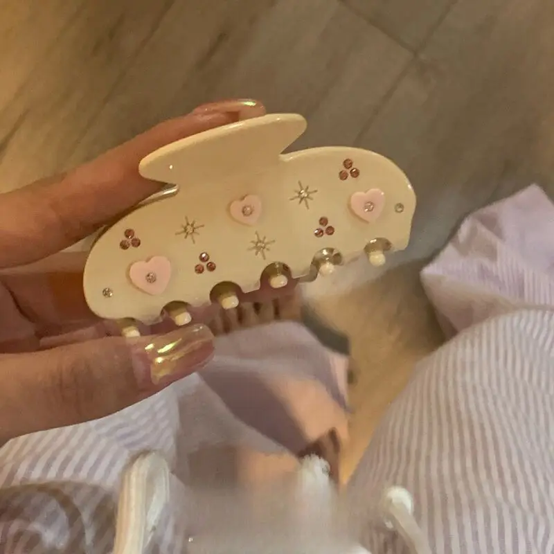 

Женская винтажная заколка для волос в форме розового сердца со стразами, средний размер 8 см, заколка для волос в форме сердца в форме сердца