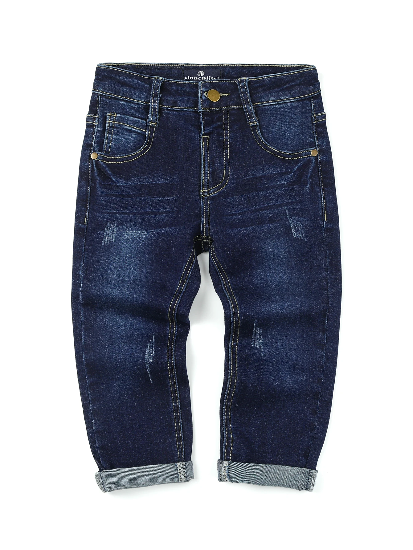 [Boys Denim Pants] Boys Casual Stretch Jeans Spring Autumn Youth Clothing Fashion Solid Trousers with Pocke