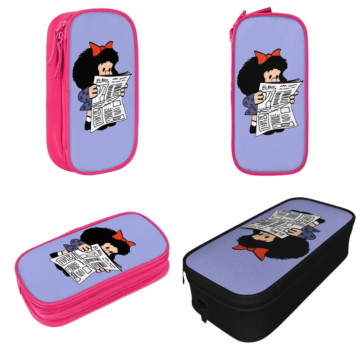 Mafalda With Newspaper Pencil Cases Anime Pencilcases Pen Box for Girl Boy Big Capacity Bags Students School Cosmetic Stationery