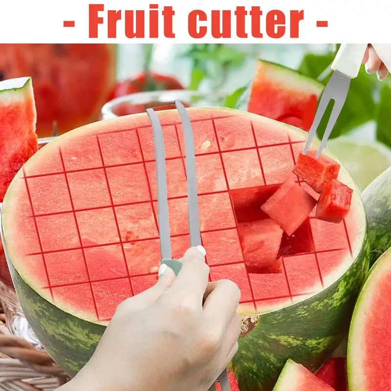 Watermelon Cutter Slicer Stainless Steel Watermelon Slicer Fork Cutter Tool Fruit Carving Tools Fruit Splitter Set for fruit