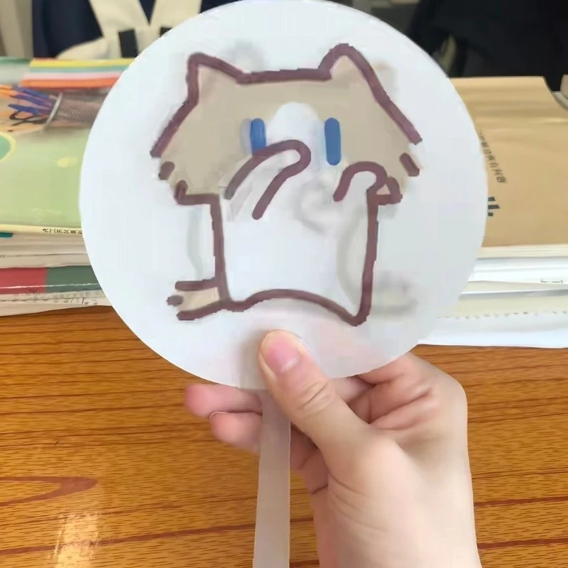 Cute Cartoon Cat Folding Hand Fan Portable Lightweight Monthly Salary Meow Meme Summer Fan for Outdoor Daily Use