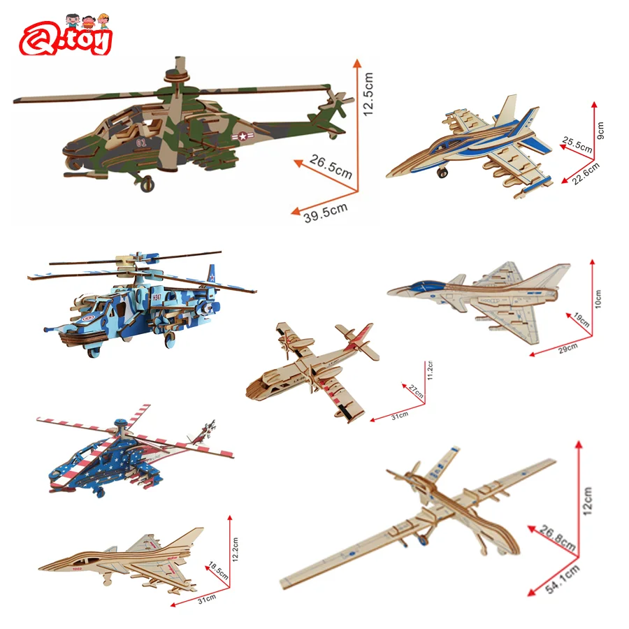 3D Laser Cutting Wooden Puzzle Aircraft Model DIY Handcraft Educational Toys Assembly Kits Desk Decoration for Children Kid