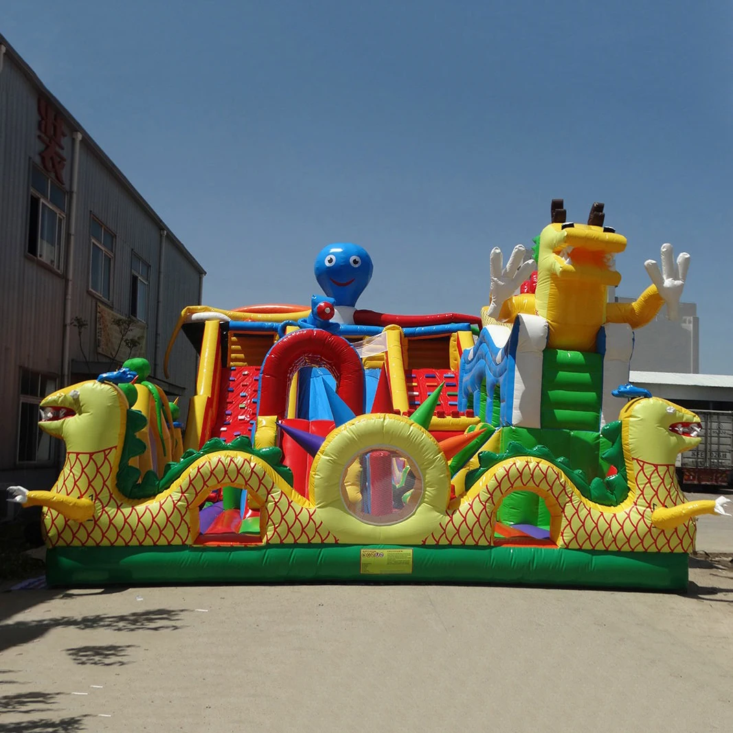 Commercial Inflatable Fun City Inflatable Amusement Park Bounce Castle Bouncy Slide Including Blower for Outdoor Party