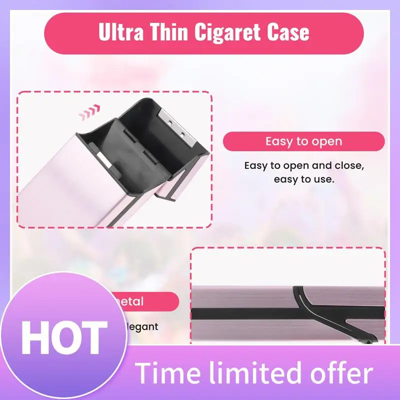 ABFN-New Ultra Thin Fashion Pipes Creative Personality Cigaret Case Slim Metal Cigarette Box Gift Box Women Cigarette Holder