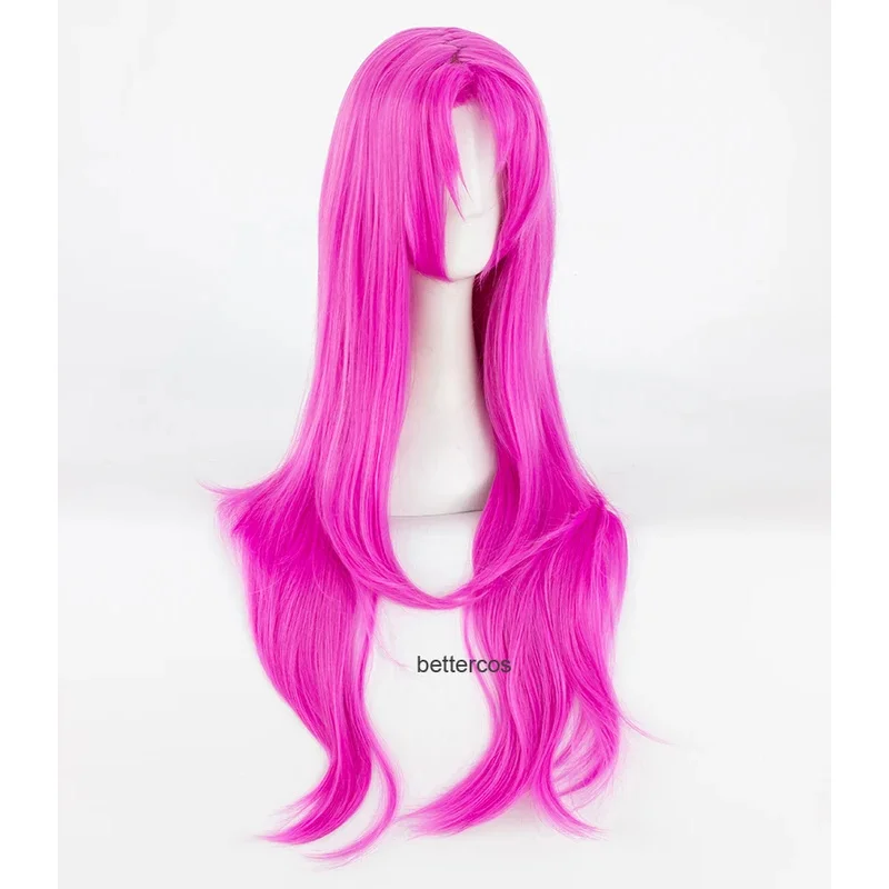 JoJo's Bizarre Adventure Golden Wind Diavolo Cosplay Wig 80cm Long Rose Red Heat Resistant Synthetic Hair Wig   Wig Cap