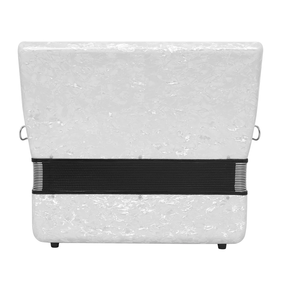 HK·LADE AH-100 White Accordion 37 Key 96 Bass 7 Keyboard Voice