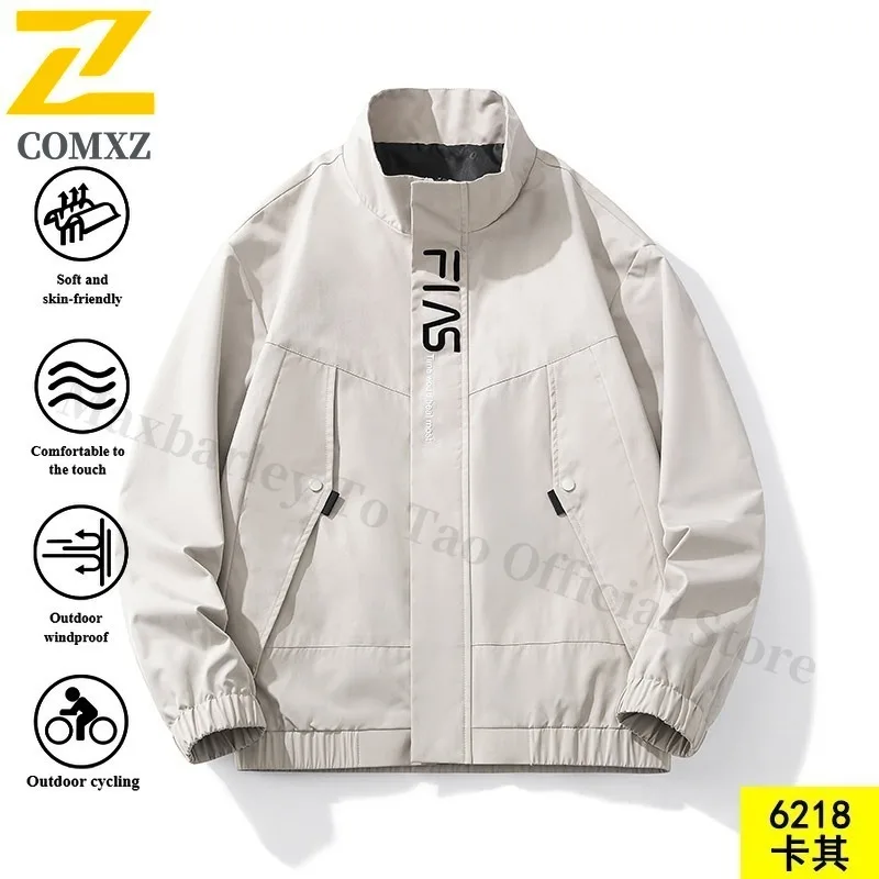 EiAO سترة واقية للرجال ملابس العمل يندبروف مقاوم للماء الوقوف طوق معطف في الهواء الطلق للمشي التخييم الصيد عادية فضفاض صالح 2025 #2