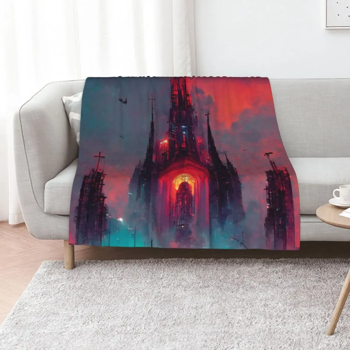 Cyberpunk Cathedral In Sunset Throw Blanket warm for winter Moving Thin cosplay anime Decorative Sofas Beach Blankets