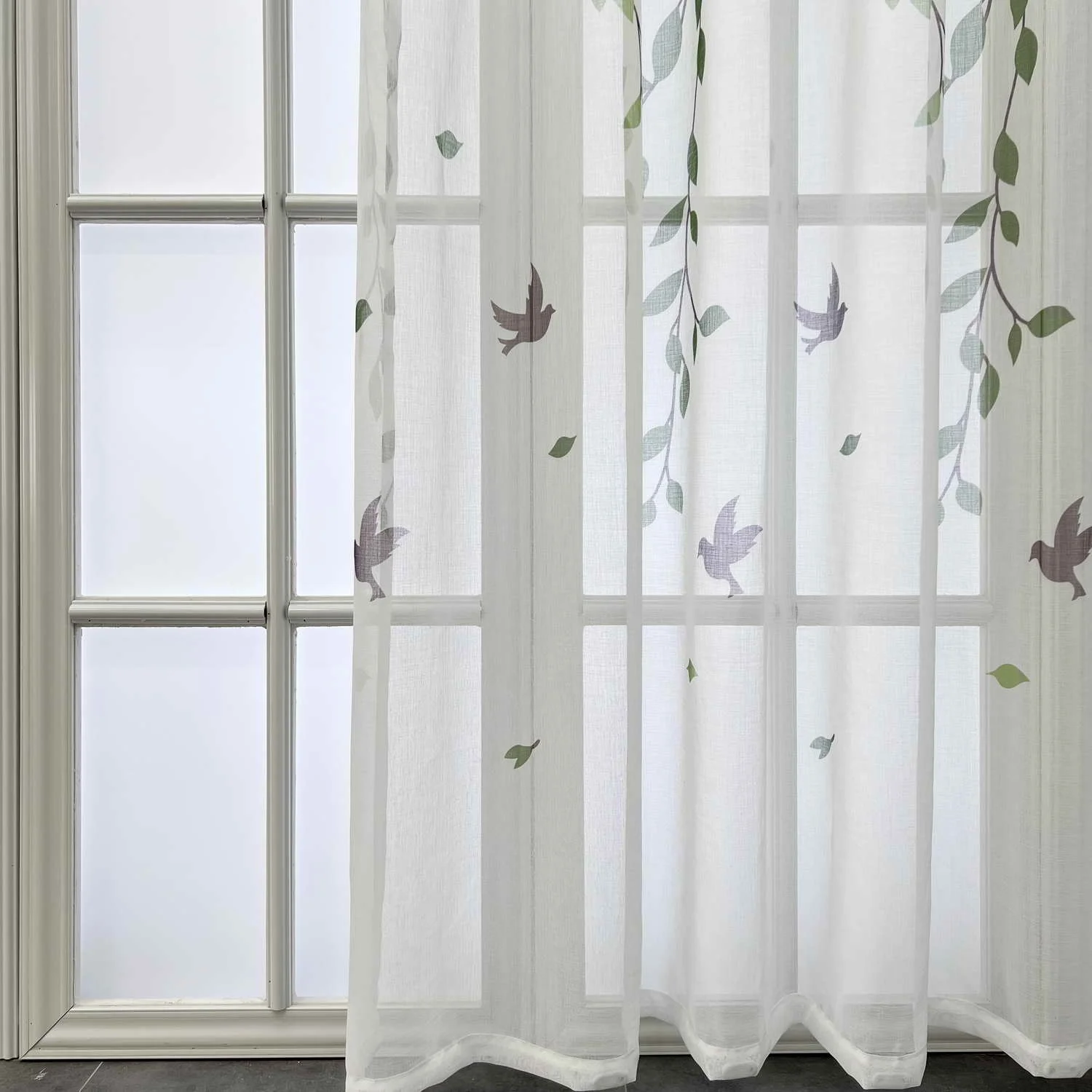 Field Green Vine Elegant Embroidered Transparent Sheer Tulle Curtain,Blinds,Bedroom,Living Room,Modern Home Decoration,Children