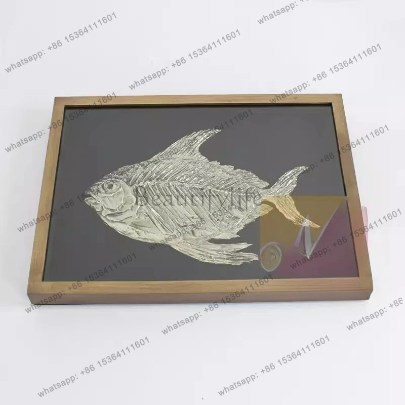 American fish specimen animal decoration painting gold acrylic object restaurant wall hanging wall decoration