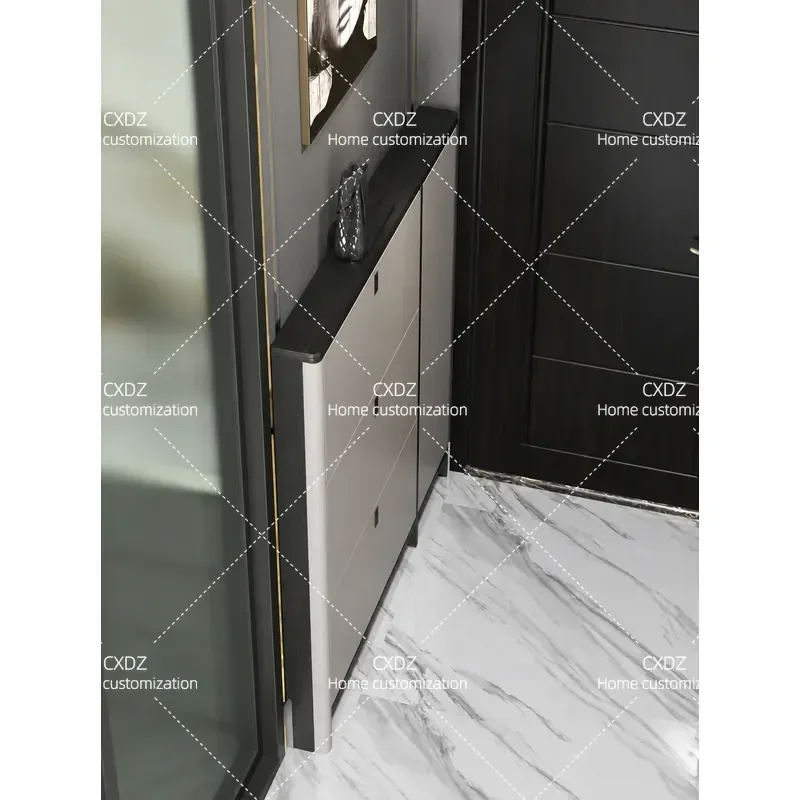 13Cm ultra-thin shoe cabinet modern simple solid wood thin household door very narrow space saving door tipping bucket narrow