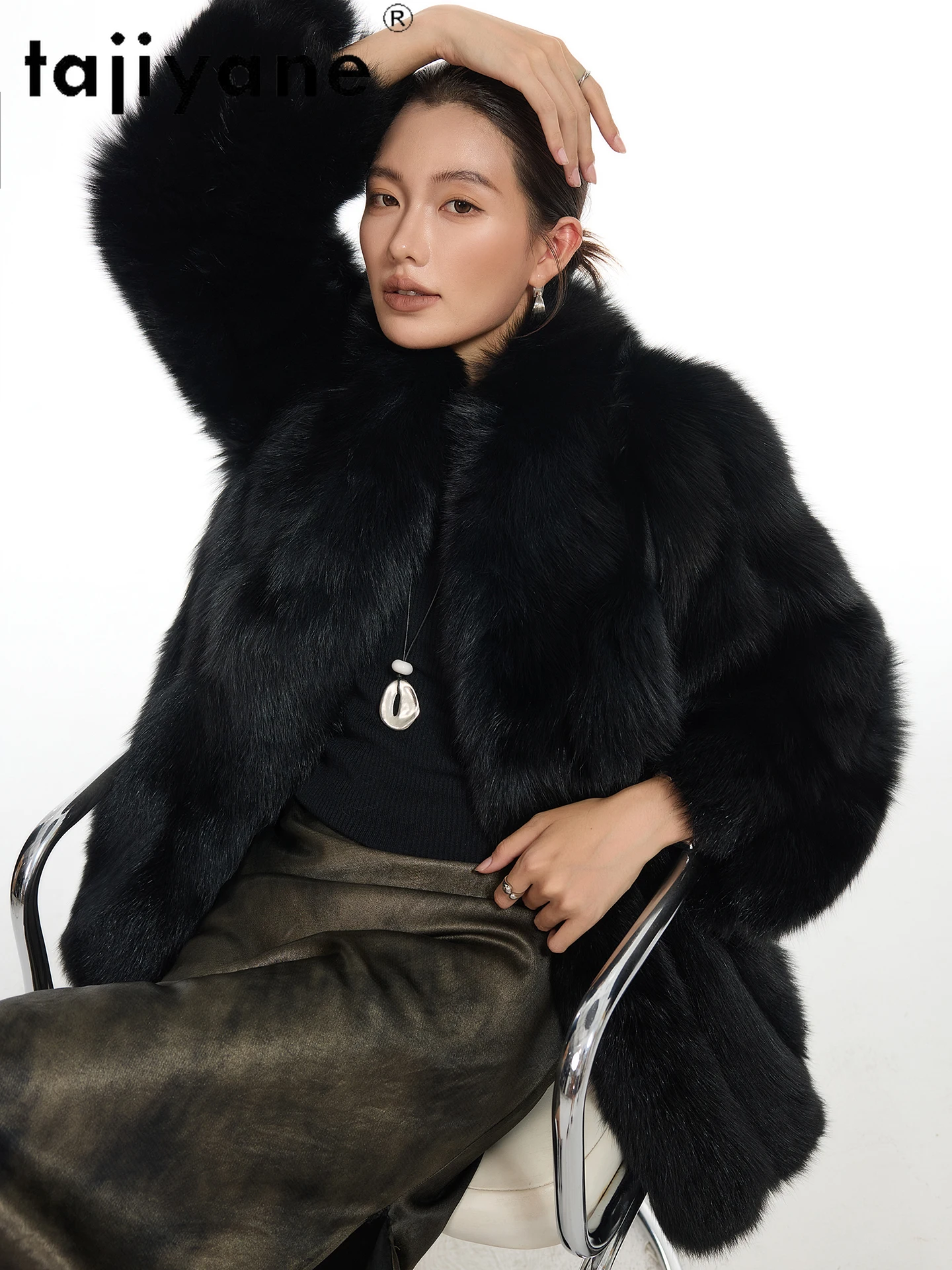 TAJIYANE 100% abrigos de piel de zorro Natural para mujer, chaquetas de piel auténtica de lujo, prendas de vestir exteriores cálidas de invierno para mujer, ropa de mujer 2025