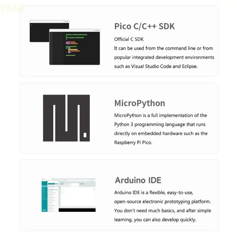 Y8AD Development Board For RPi Rp2040-pizero Microcontrol Board Low Power Microcomputers High Performances 264KBSRAM