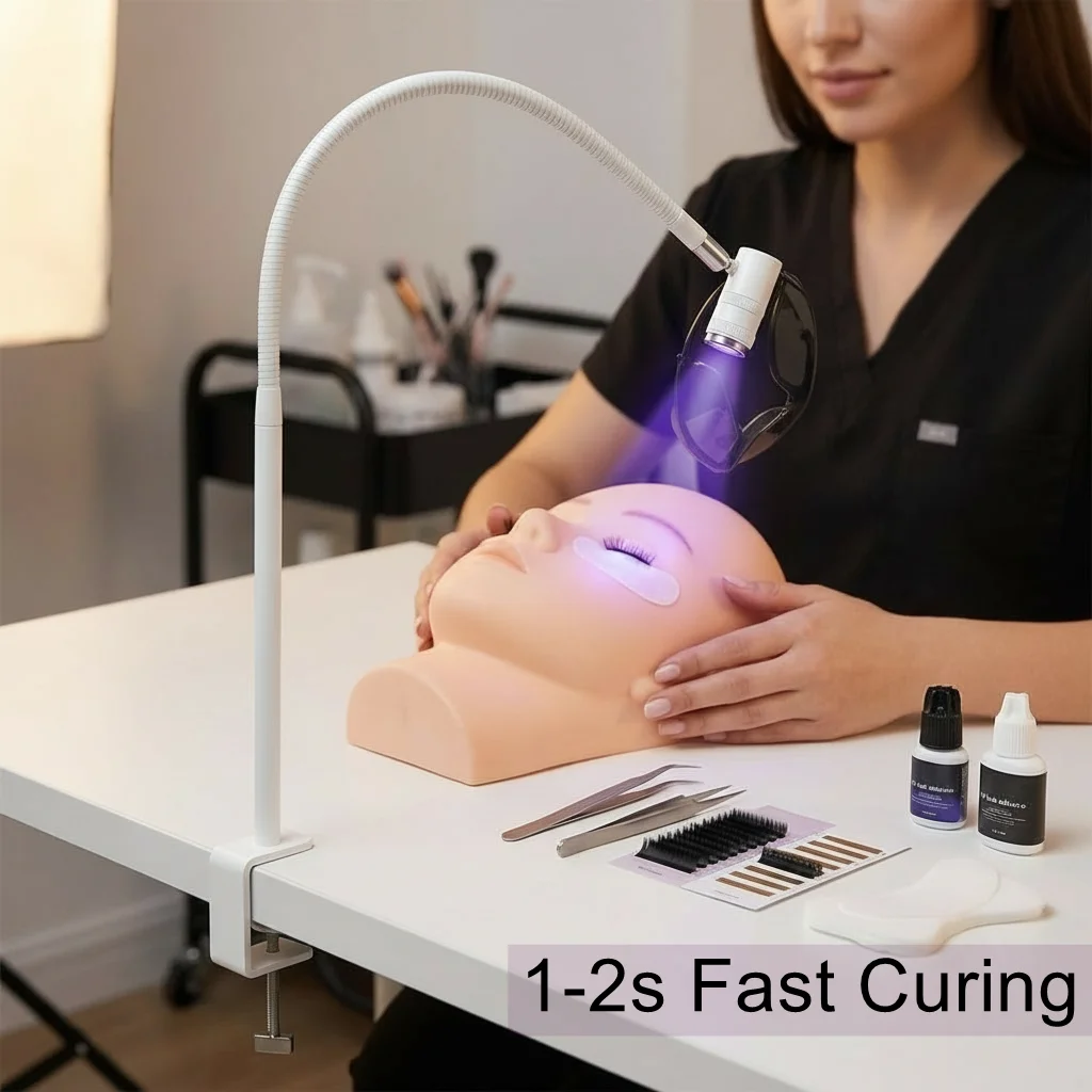 LED UV Lashing Light Lamp 6W Adjustable Power Eyelash Extension UV Gel Glue Fast Dryer with Foot Pedal