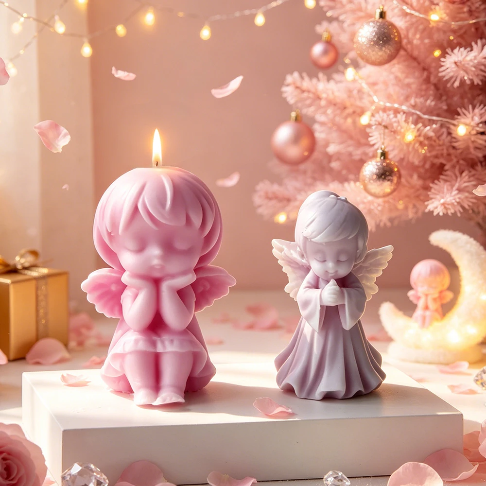 DIY Angel Form Aroma Candle Silicone Mold Handmade Plaster Casting Epoxy Resin Crafts Mold Soap Candle Making Supplies