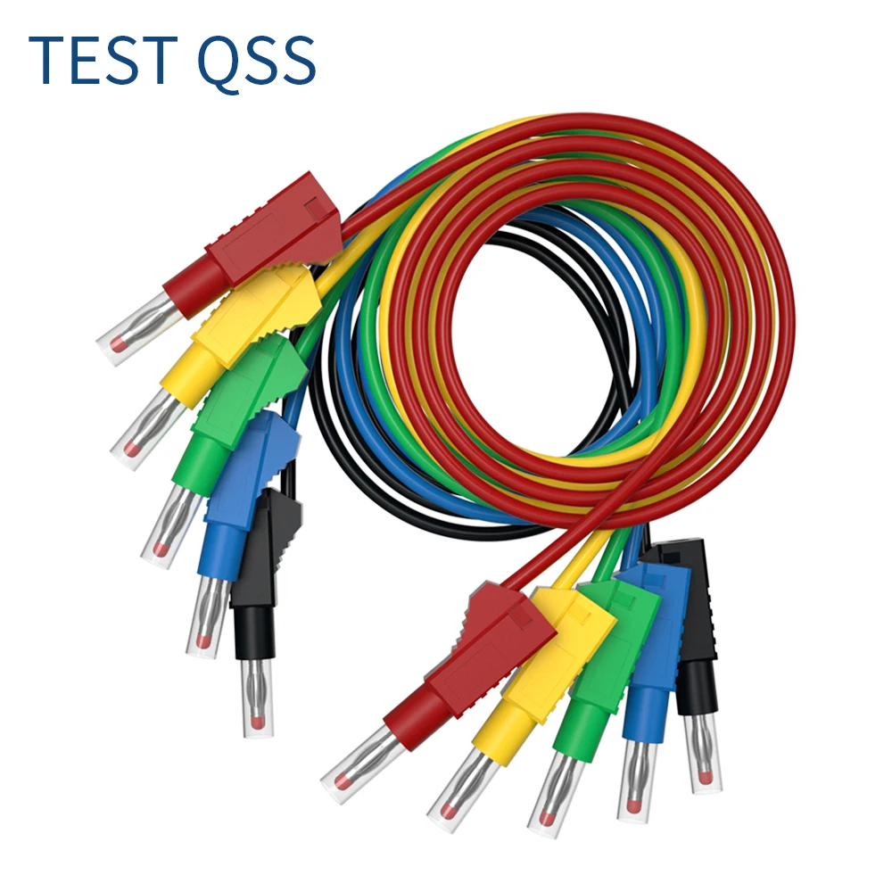 QSS 100CM 5Pcs Dual 4MM Retractable Sheath Stackable Banana Plug Multimeter Test Lead Tool Accessories