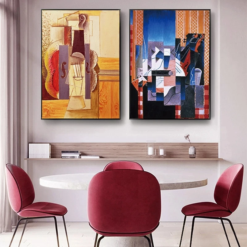 1pc frameless Canvas Painting Artistic Fiddle By Picasso Abstract Painting Poster HD Pictures Printed on Canvas Home Decor Canva
