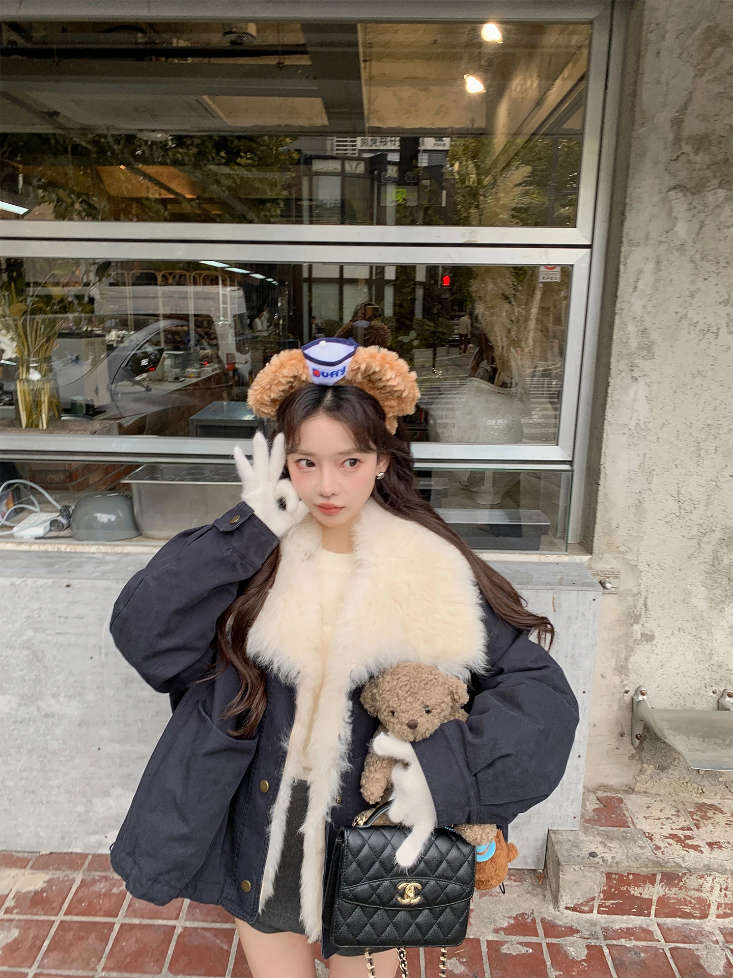 

Daisy Snowscape Tuscany Fur Collar 90% White Goose down Jaet Windproof Warm Outerwear Casual Loose Fit Long Sve Coat