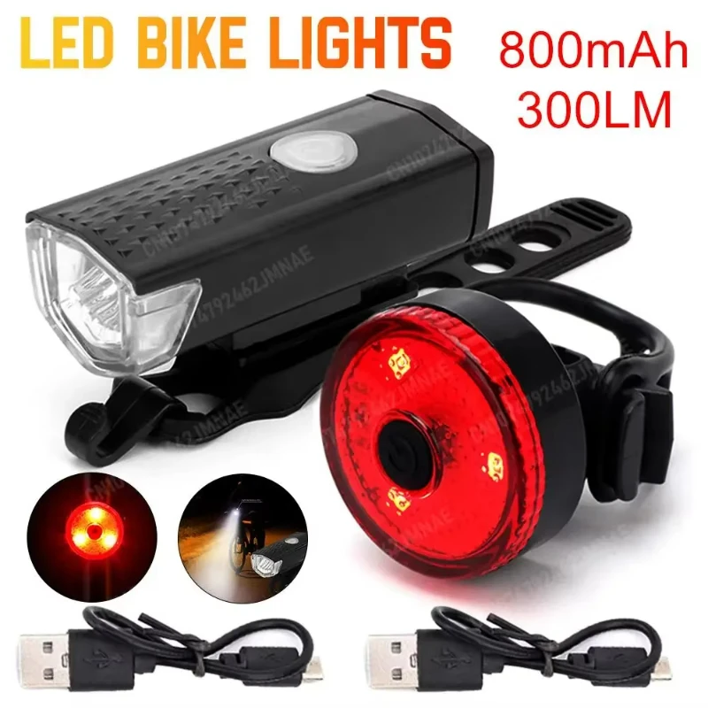 

Bike Light Set USB LED Rechargeable Mountain Cycling Front Back Headlight Tail Lamp Night Riding Flashlight Led backpack