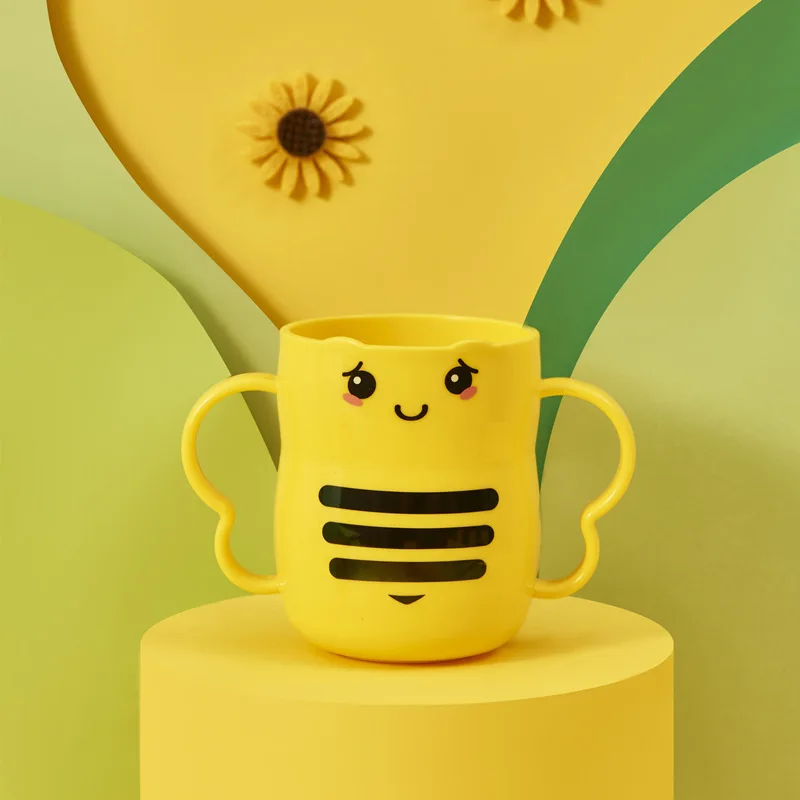 250ml Cartoon Cute Bee Anti-slip Drink Water Mug Mouth Cup Drinkware for Baby Kids Children Student Creative Gift Wholesale