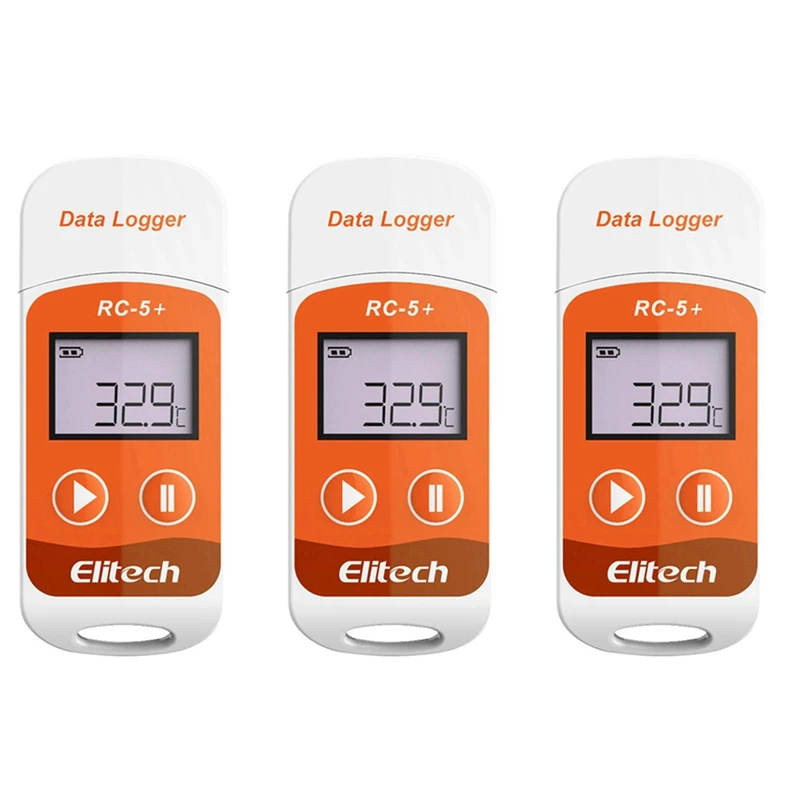 Elitech 3X RC-5+ PDF USB Temperature Data Logger Reusable Recorder 32000 Points For Refrigeration, Cold Chain Transport