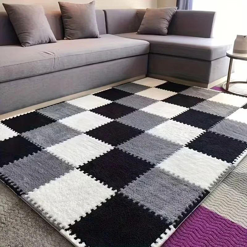 8/16 Piece Baby Crawling Mat Soft and Fluffy Plush Foam Mat EVA Non Slip Flooring Toddler Activity Rug Suitable for Living Room