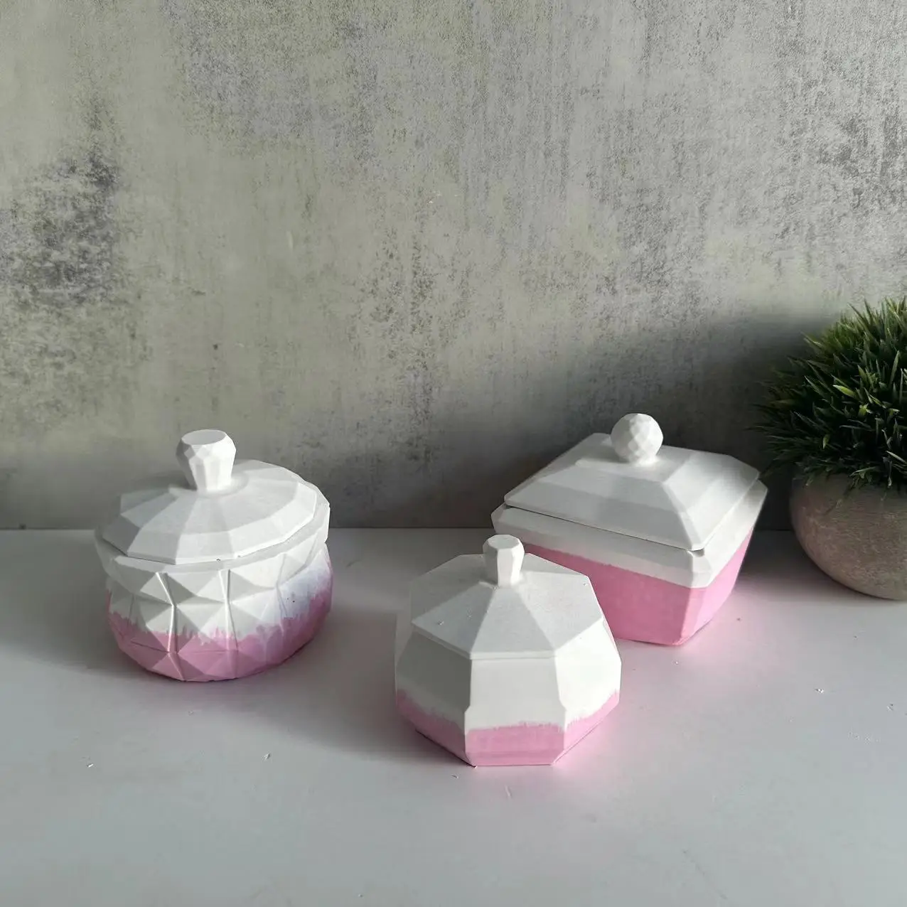 DIY Octagonal Square Candle Cup Silicone Mold With Cover Storage Box Gypsum Mold Drop Glue Mold