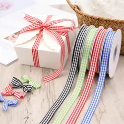 50Yards Gingham Ribbons for Wedding Christmas Party Decorations Gifts Wrapping DIY Crafts Bow Hair Plaid Ribbon Packaging Fabric