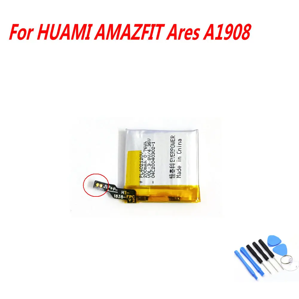 Original 0.76Wh 200mAh PL402120V Battery For HUAMI AMAZFIT Ares A1908 Smart Watch Batterie