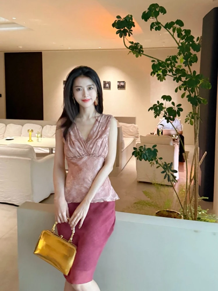 Feminine Beautiful Women's Charming Attractive Elegant Graceful All-Looking High-Waist Gradient Ombre Bias-Cut Short Skirt