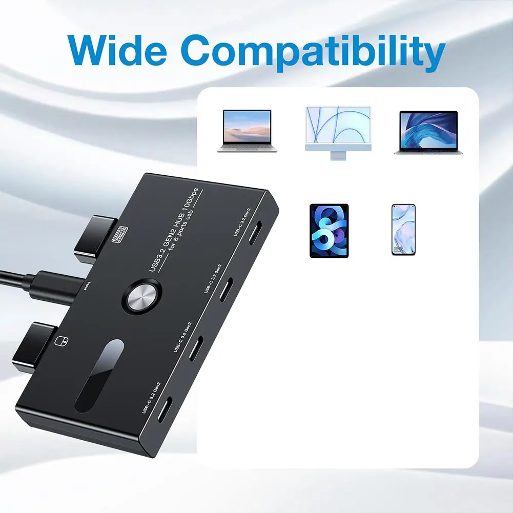 Imagem -02 - Docking Station com Portas e Usb c Splitter Hub tipo c Gen2 10gbps Portas Laptop Air Pro Ipad Conectando Mouse