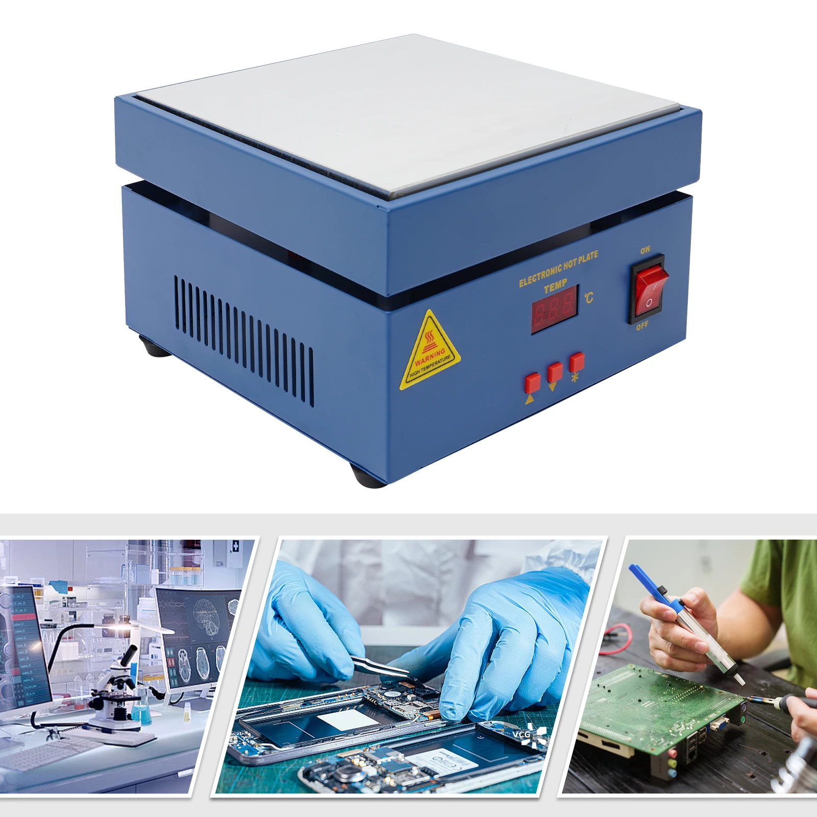 Station de soudage à préchauffage 800W, plaque chauffante électronique 122-752 ° Plaque chauffante réglable pour reprise de travaux sur PCB BGA avec écran LCD