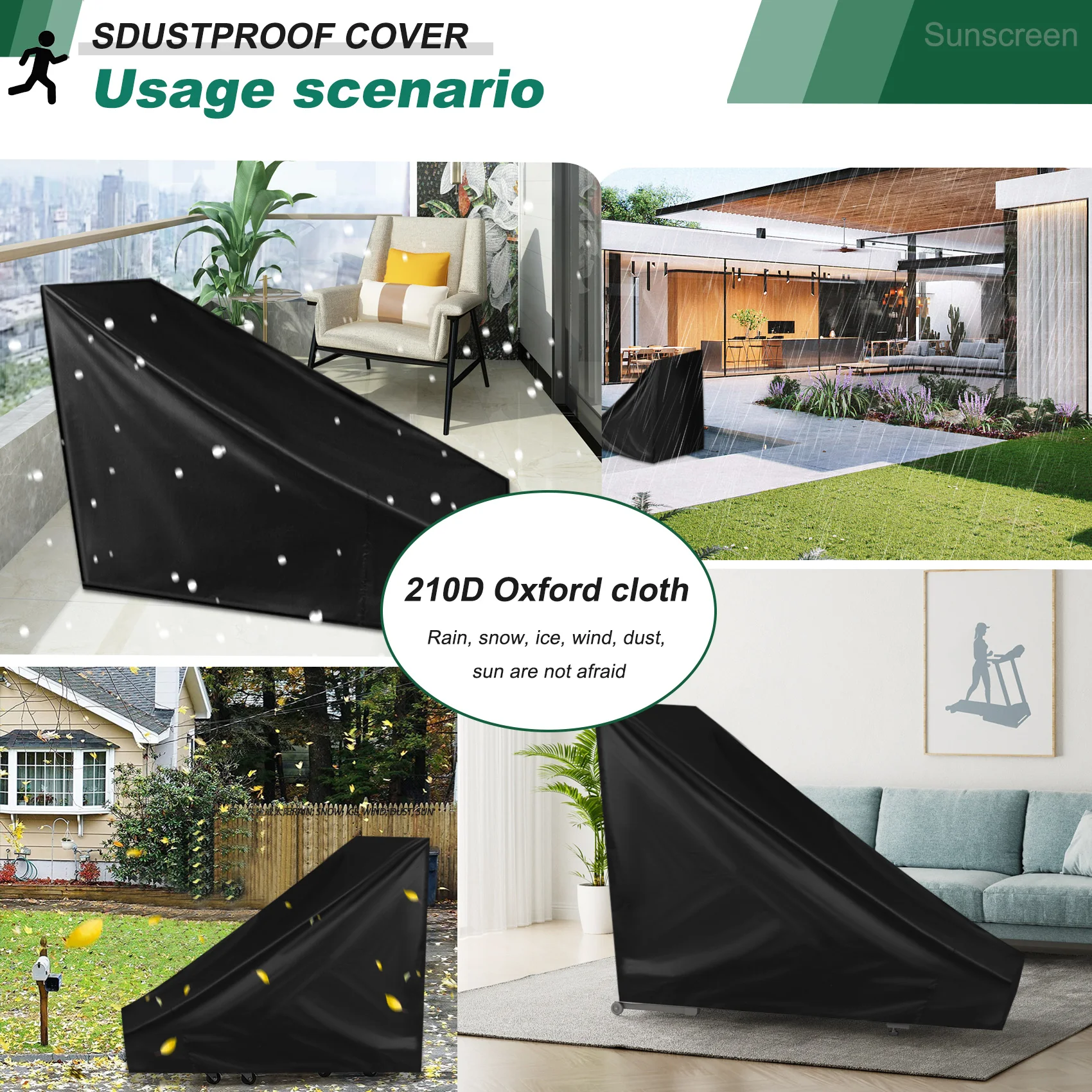 

Non-Folding Treadmill Cover Treadmill Protective Cover Suitable For Indoor Or Outdoor (Black)-AT30
