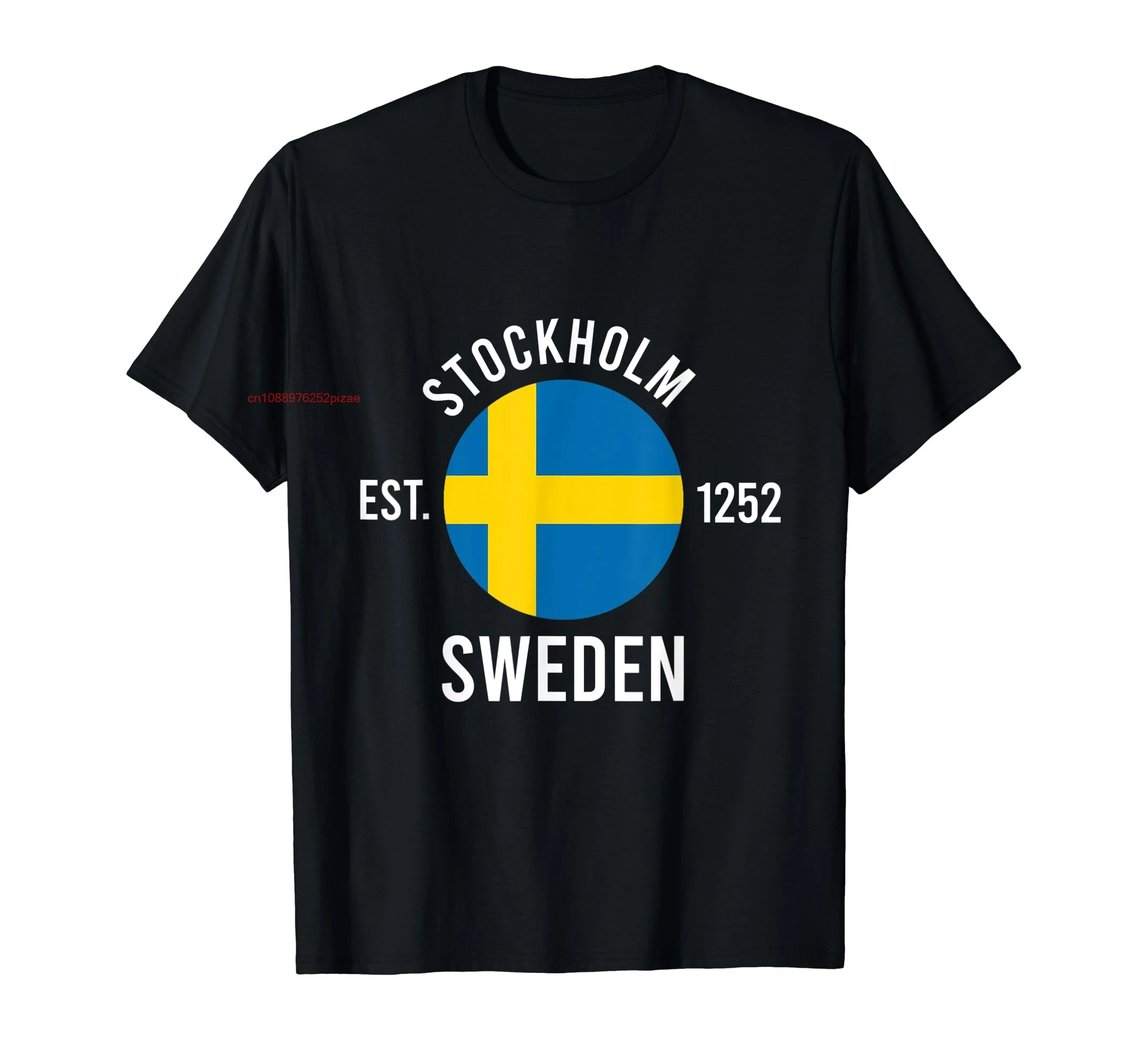 100% Cotton Stockholm Independence Day Sweden Flag Est 1252 Souvenir T-Shirt MEN WOMEN UNISEX T Shirts Size S-6XL