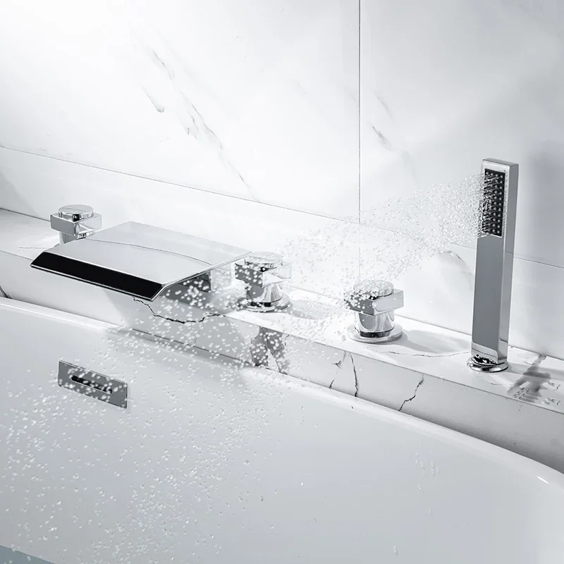 Split bathtub edge type hot and cold faucet, shower set, large flow water outlet, bathroom, bathroom faucet