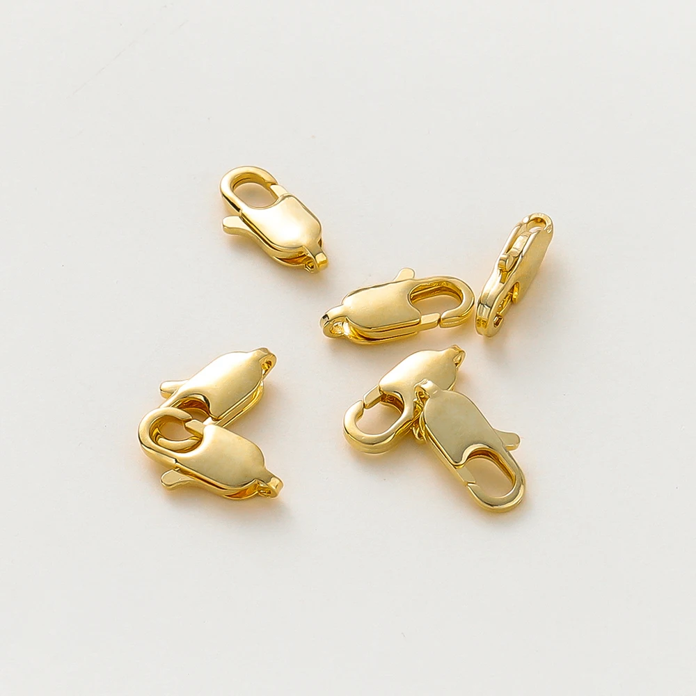 10pcs/lot 14K 18K Gold Plated Lobster Clasps Jump Rings End Chain Connector Hooks For DIY Necklace Bracelet Making Components