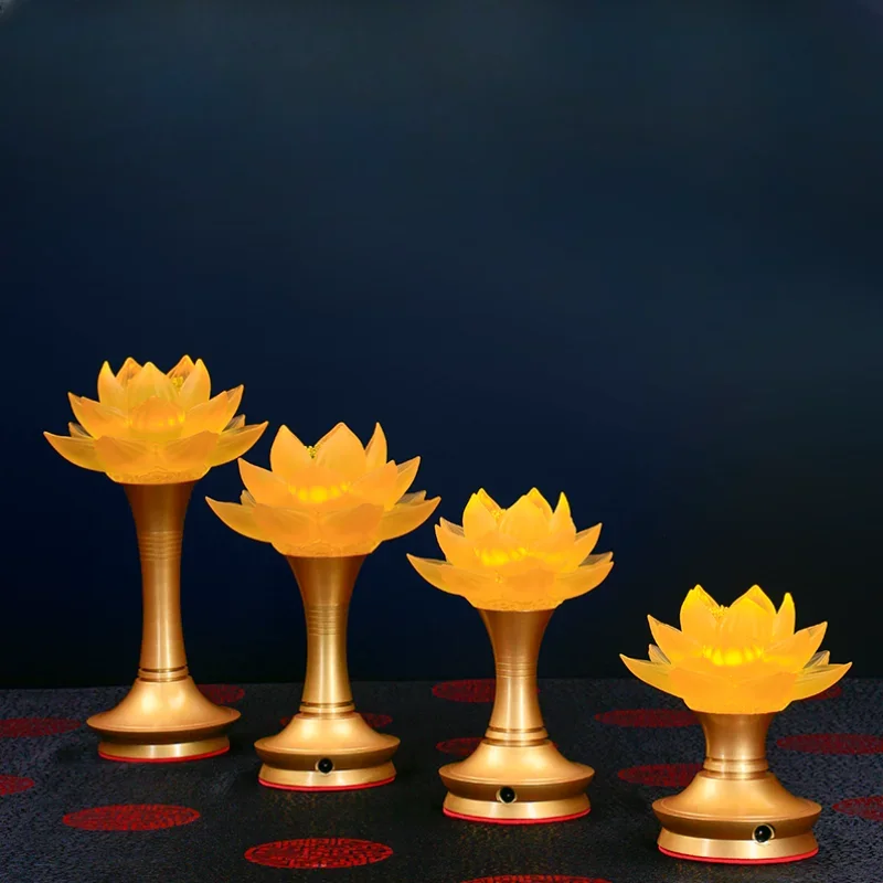 

1pc Glass Lotus Candlestick pray for auspiciousness Temple supplies Buddha Hall Decor Feng Shui Accessories Sacrificial utensils