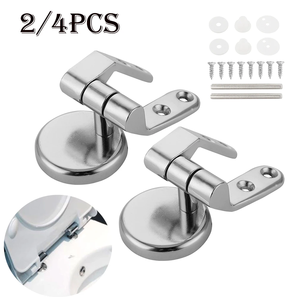 2/4Pcs Universal Toilet Seat Hinges Stainless Steel Replacement Hinges Set Toilet Lid Accessories DIY Repair for Seats Cover Lid