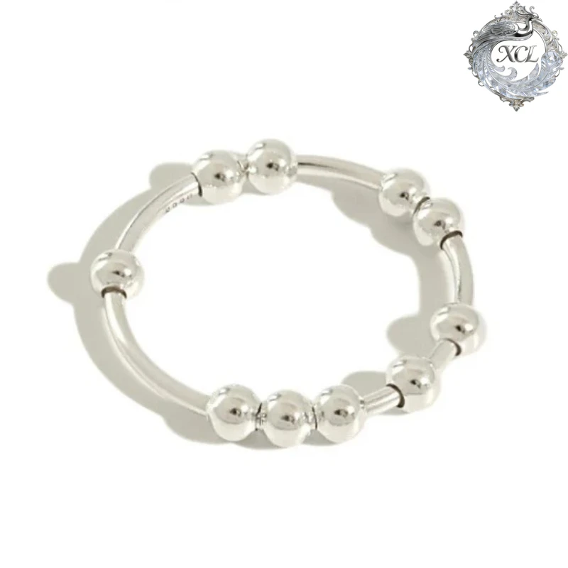 

Кольцо XCL из стерлингового серебра 925 пробы с подвижным шариком, модное корейское кольцо с бусинами для женщин, новое трендовое женское украшение