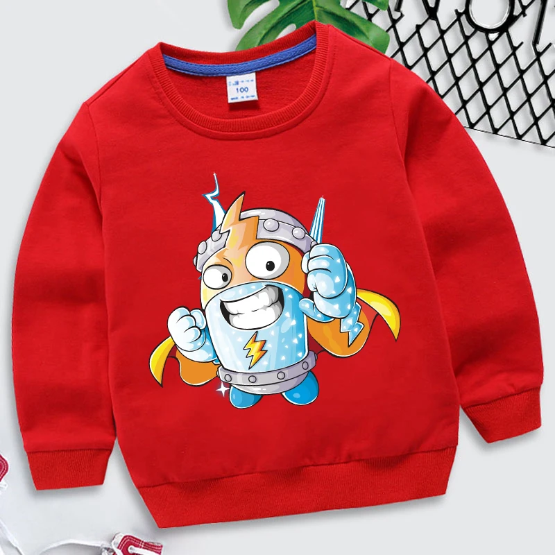 New Boys Girls Cartoon Sweatshirts Kawaii Game SuperThings Printed Long Sleeve Pullovers Autumn Casual Hoodies Kids Clothing