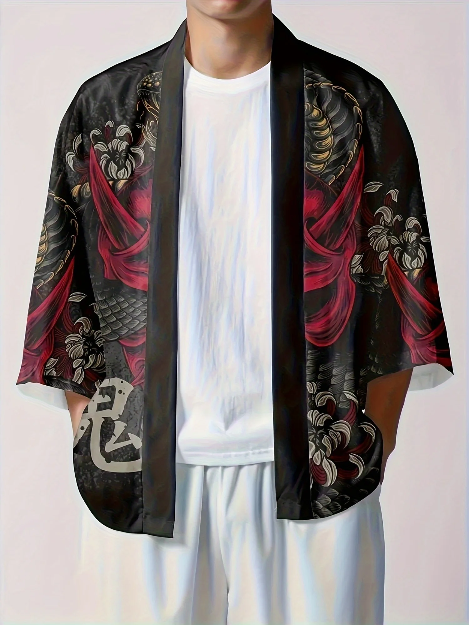 Japanese Kimono for Men Traditional Samurai Robe Yukata Japanese Traditional Clothing Anime Cosplay Costume Casual Loose Kimono