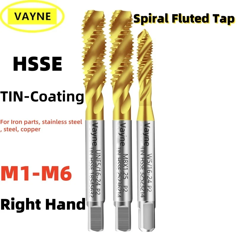 

1PCS Metric HSSE TIN-Coating Spiral Fluted Tap M1.4 M1.6 M1.7 M1.8 M2 M2.2 M2.5 M2.6 M3 M3.5 M4 M5 M6 Screw Fine Thread Taps