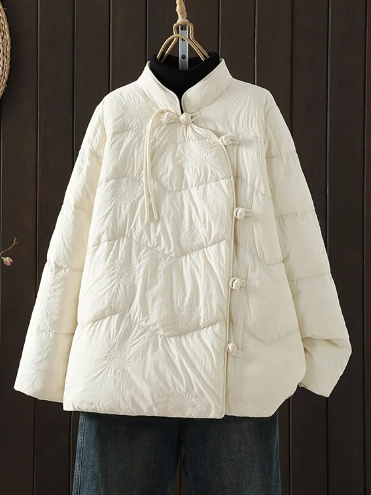 

Новая женская хлопковая куртка в китайском стиле с вышивкой и термоизоляционным хлопковым утеплителем, на пуговицах, для зимы