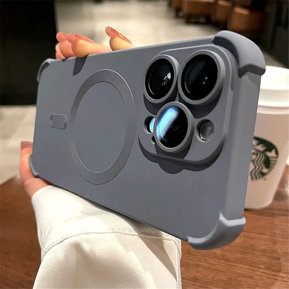 Luxuriöse magnetische kabellose Ladung für Magsafe-Telefonhülle für iPhone 17, Air 16, 15, 14, 13, 12, Pro Max, stoßfeste Silikon-Stoßstangenabdeckung – Detail 1