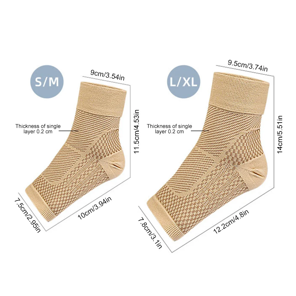 1Pair Ankle Brace Compression Sleeve Relieves Achilles Tendonitis, Joint Pain. Plantar Fasciitis Sock with Foot Arch Support